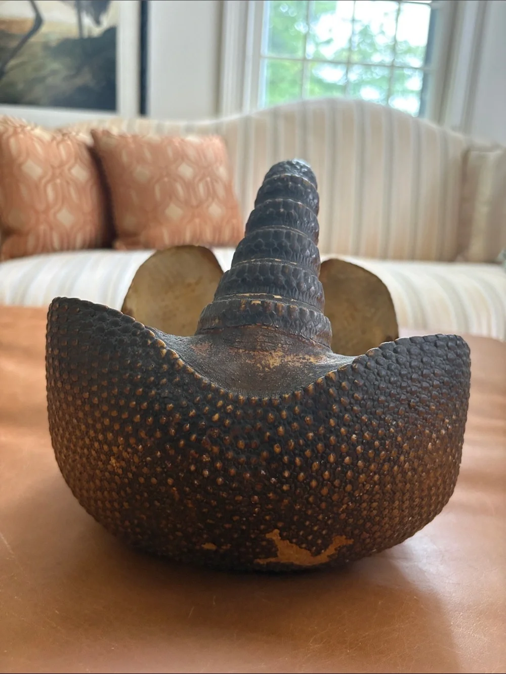 Antique Armadillo Shell Basket with Handle